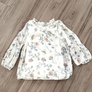 Made In Italy Gauzy Silk Chiffon Floral Top Womens Medium Coastal Cottagecore